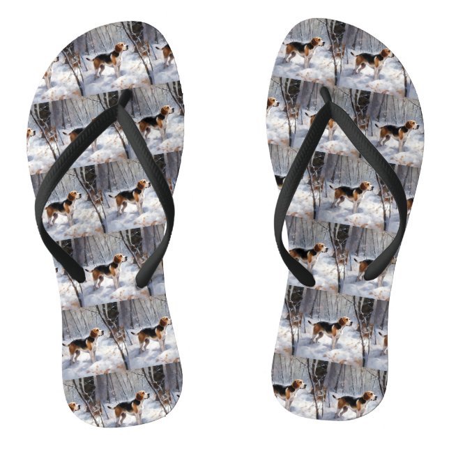 Beagle Let It Snow Christmas  Flip Flops (Footbed)