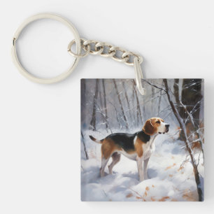 Beagle Let It Snow Christmas Keychain