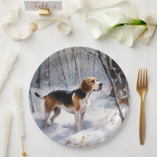 Beagle Let It Snow Christmas Paper Plate
