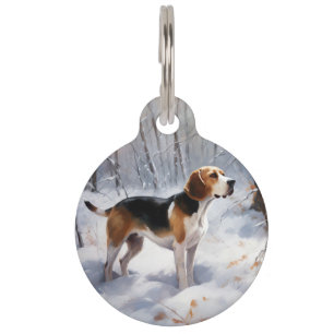 Beagle Let It Snow Christmas  Pet Tag