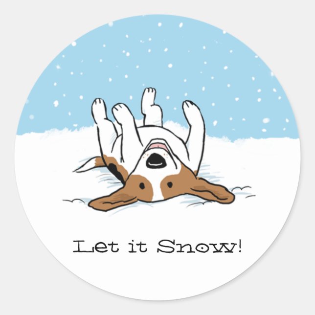 Beagle Let it Snow | Dog Christmas Holiday Custom Classic Round Sticker (Front)