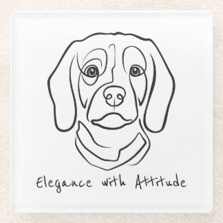 Beagle Line Art, Elegance with Attitude Glass Coaster
