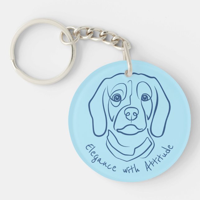 Beagle Line Art, Elegance with Attitude Keychain (Front)