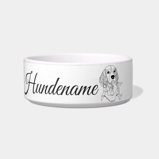 Beagle Line Art personalized bowl (Front)