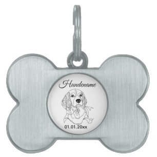 Beagle Line Art Personalized Tag