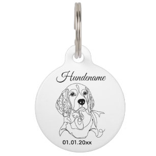 Beagle Line Art Personalized Tag