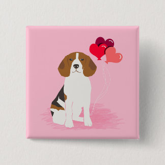 Beagle Love Balloon Button - Pin back button