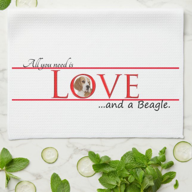 Beagle Love Kitchen Towel (Folded)