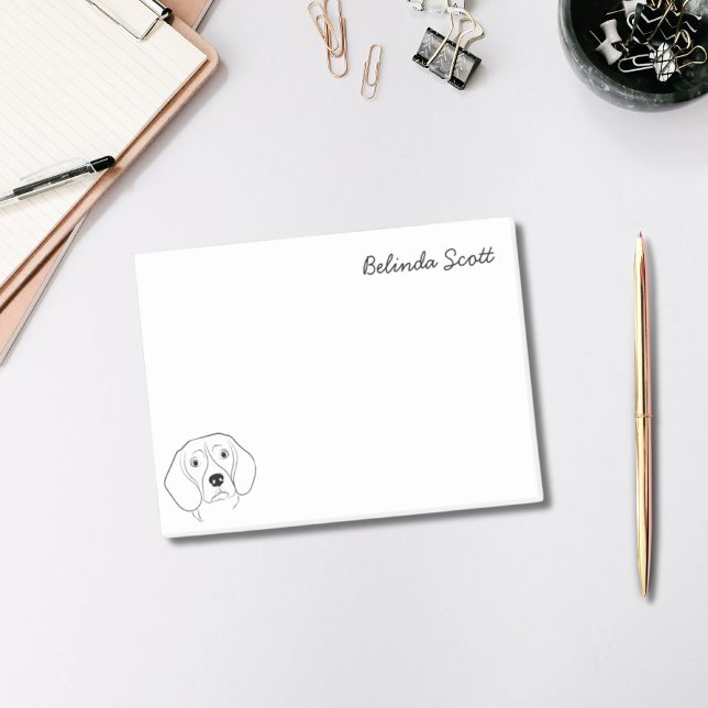 Beagle Lover Simple Black & White Dog Personalized Post-it Notes (Beagle Lover Simple Black & White Dog Personalized Post-it Notes)