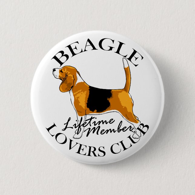 Beagle Lovers Club 2 Inch Round Button (Front)