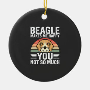 Beagle Makes Me Happy Dog Lover Ceramic Ornament