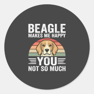 Beagle Makes Me Happy Dog Lover Classic Round Sticker