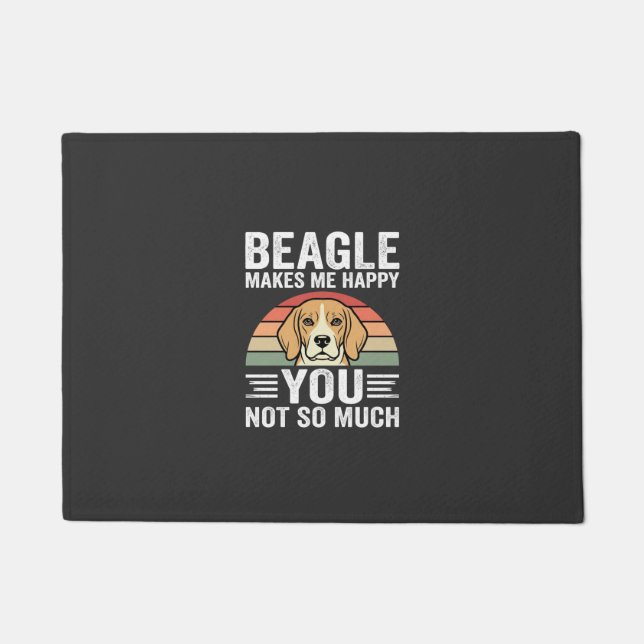 Beagle Makes Me Happy Dog Lover Doormat (Front)