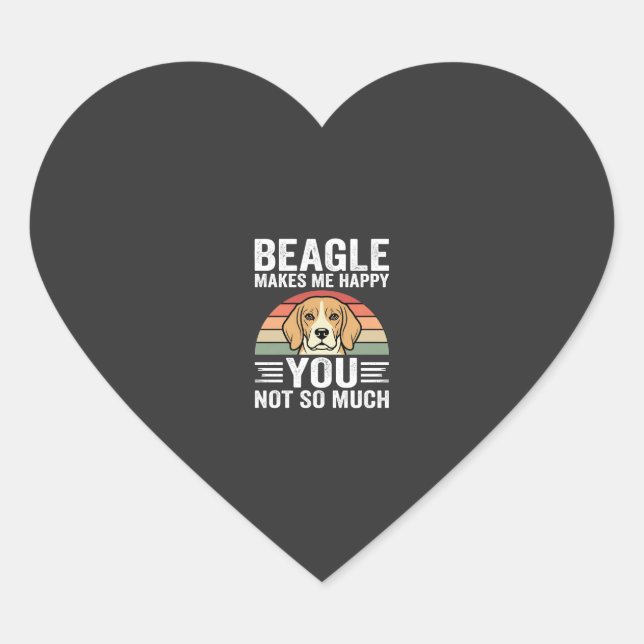 Beagle Makes Me Happy Dog Lover Heart Sticker (Front)