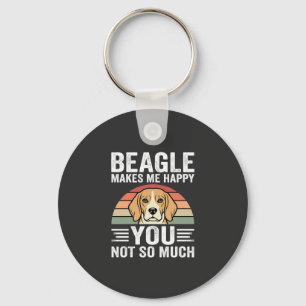 Beagle Makes Me Happy Dog Lover Keychain