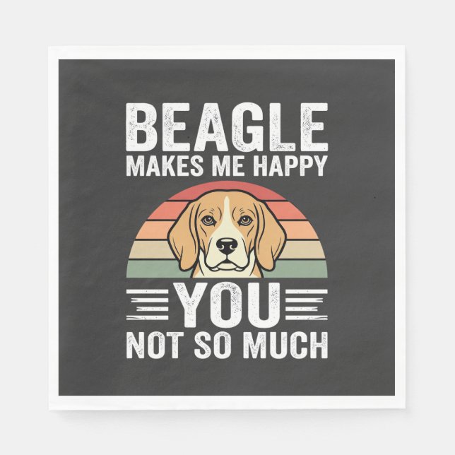 Beagle Makes Me Happy Dog Lover Napkin (Front)