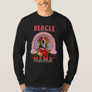 Beagle Mama Cute Rainbow Rainy Dog Flowers Mother T-Shirt
