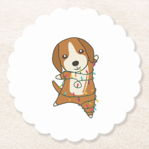 Beagle Merry Christmas Winter Animals Dog Paper Coaster