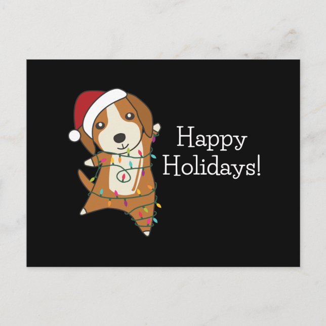 Beagle Merry Christmas Winter Animals Dog Postcard (Front)
