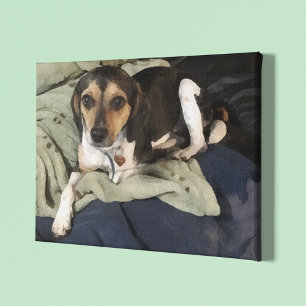Beagle Mix Dog Low-Poly Digital Art Canvas Print