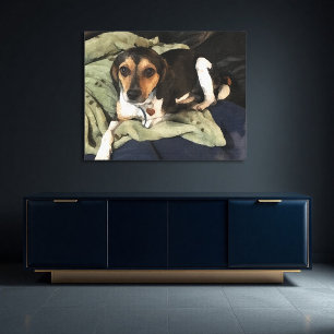 Beagle Mix Dog Low-Poly Digital Art Canvas Print