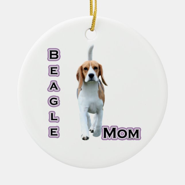Beagle Mom 4 - Keychain Ceramic Ornament (Front)