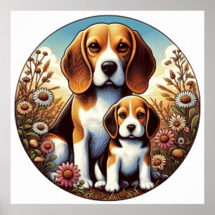 Beagle Mom and Pup 5000 2X Poster