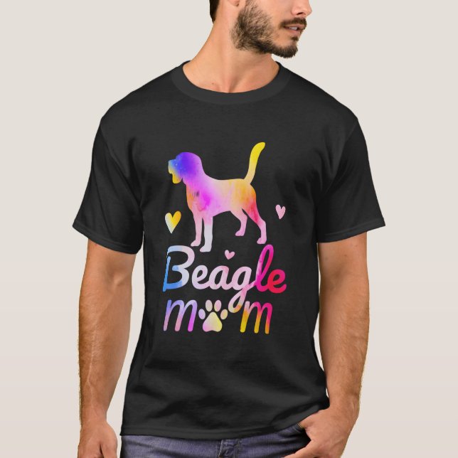 Beagle Mom Colourful Watercolor Dog Mama T-Shirt (Front)