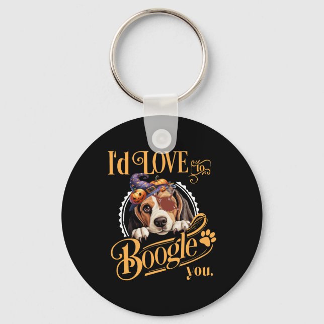 Beagle Mom Halloween Dog Lover Keychain (Front)