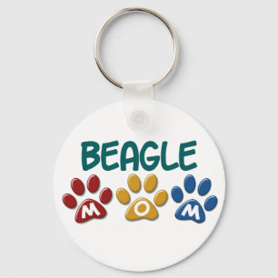 BEAGLE MOM Paw Print Keychain