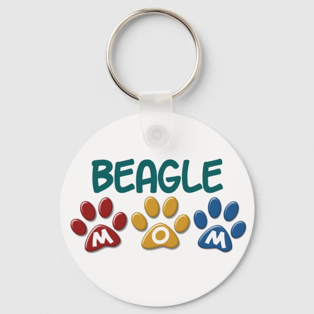 BEAGLE MOM Paw Print Keychain (Front)