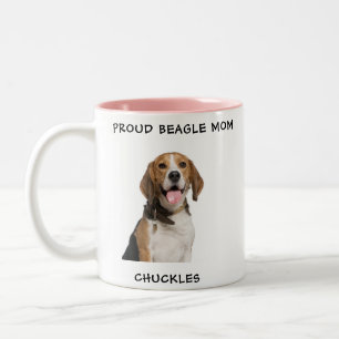 Beagle Mom Personalized Pet Photo Hot Chocolate Two-Tone Coffee Mug