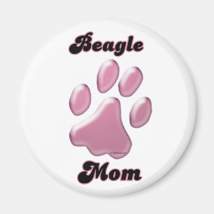 Beagle Mom Pink Pawprint  - Magnet