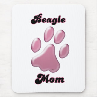 Beagle Mom Pink Pawprint Mouse Pad