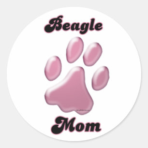 Beagle Mom Pink Pawprint Sticker