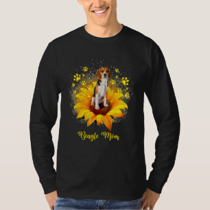 Beagle Mom Sunflower With Dog Paw Mother's Day 1 T-Shirt