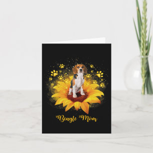 Beagle Mom Sunflower With Dog Paw Mother's Day  Card