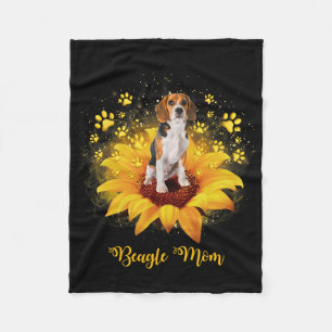 Beagle Mom Sunflower With Dog Paw Mother's Day Fleece Blanket