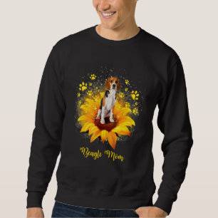 Beagle Mom Sunflower With Dog Paw Mother's Day Sweatshirt