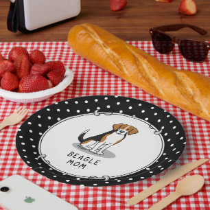 Beagle Mom (tri colour 3) Dog Fun Cute Dog Mom Paper Plate