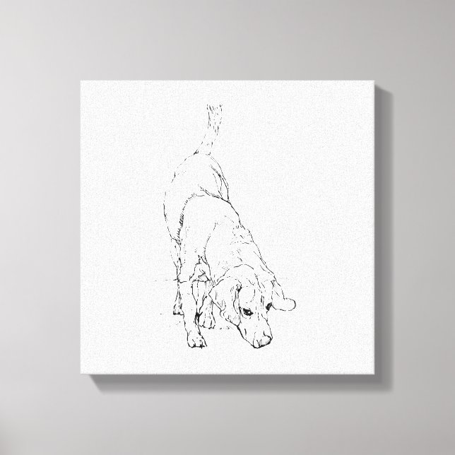 Beagle Mug – Hand Drawn Ink Dog  Canvas Print (Front)