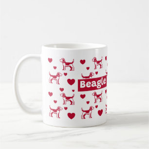 Beagle Mug With Red Hearts