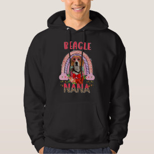Beagle Nana Cute Rainbow Rainy Dog  Flowers Mother Hoodie