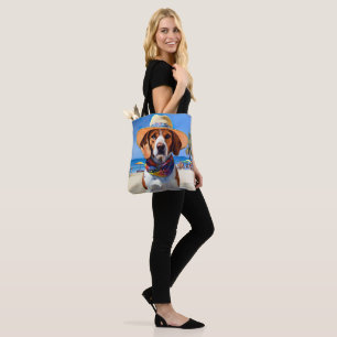 Beagle on Beach, summer gift for dog lovers Tote Bag