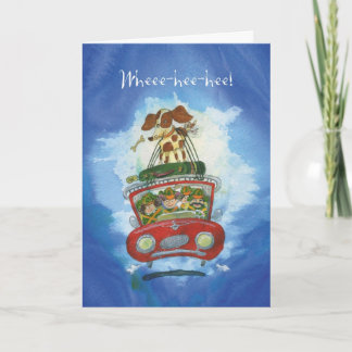 Beagle on Car - Funny Birthday Card