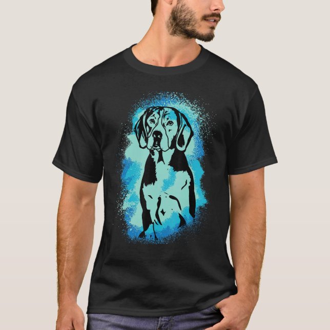 Beagle Paint Blue Design Dog Mom Dad_1 T-Shirt (Front)