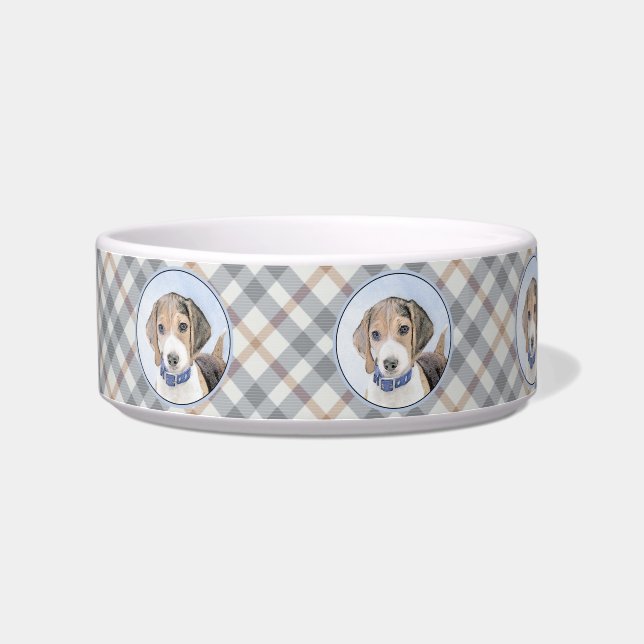 Beagle Painting - Cute Original Dog Art Bowl (Left)