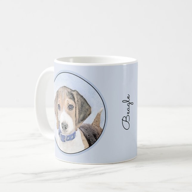 Beagle Painting - Cute Original Dog Art Coffee Mug (Front Left)
