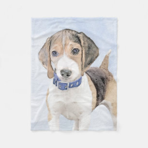 Beagle Painting - Cute Original Dog Art Fleece Blanket