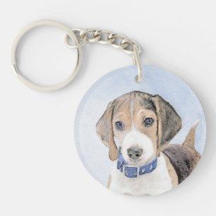 Beagle Painting - Cute Original Dog Art Keychain